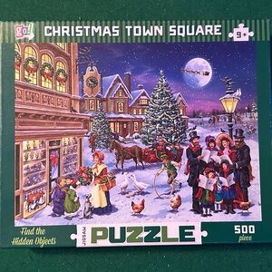 Christmas Town Square Jigsaw Puzzle - 500 Pieces - Find the Hidden Pictures